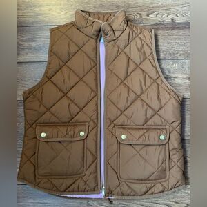 J. Crew Quilted Brown Puffer Vest with Front Pockets Size L